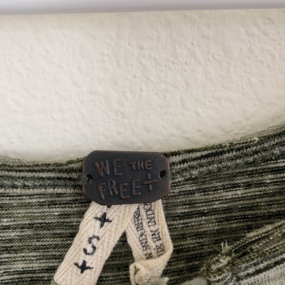 Free People Boho Green Striped Flare Long Sleeve Top - Picture 11 of 12